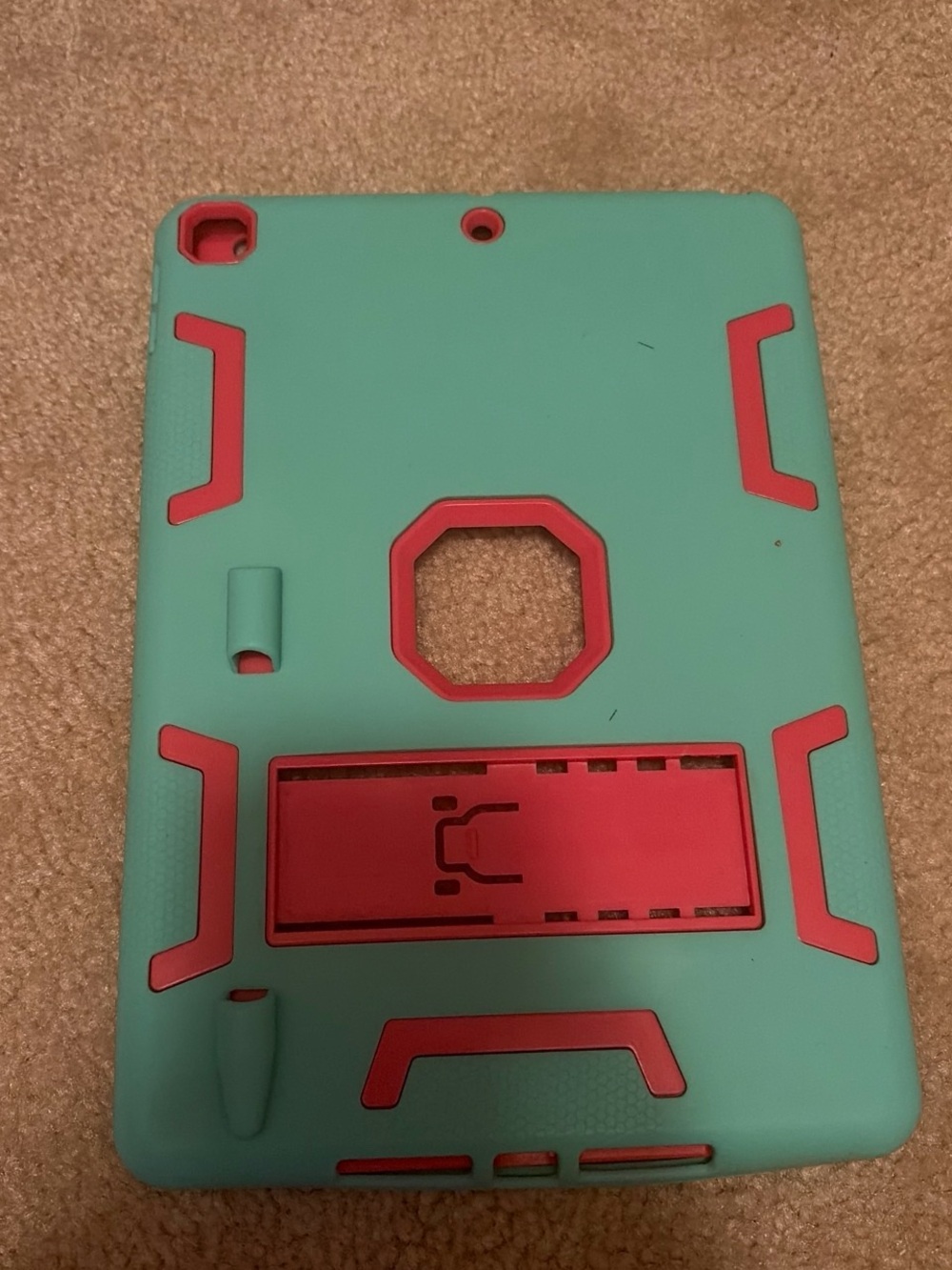 Rugged Dual-Layer Tablet Case - Teal with Red Accents
